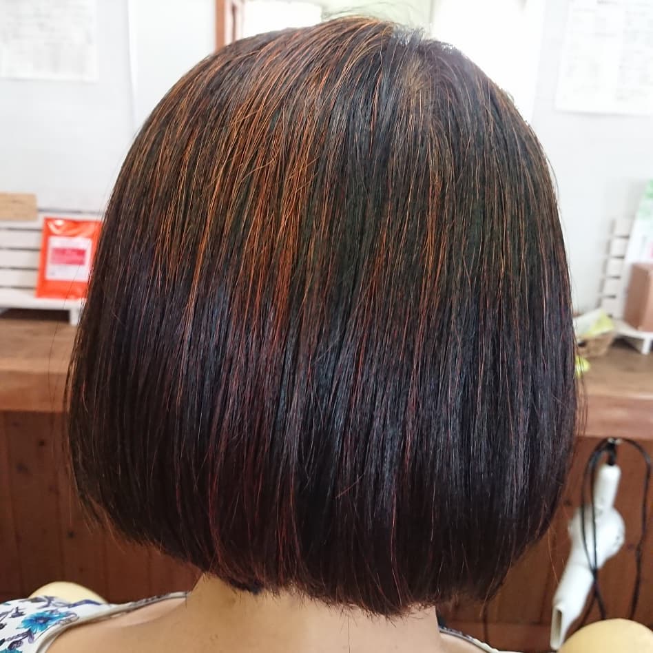 浜松市南区　ヘアサロン・ノイ　ヘナの染まり方